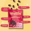 Load image into Gallery viewer, Wellie 8-in-1 Multivit Bites packaging with ingredients listed on a yellow background
